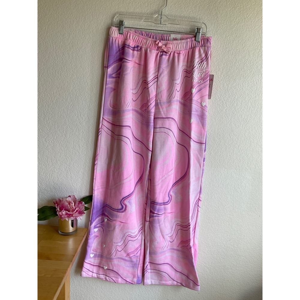 Justice Girls XL Plus 16P 18P Wide‎ Leg Sweatpants Rose Marble Pink Purple NWT